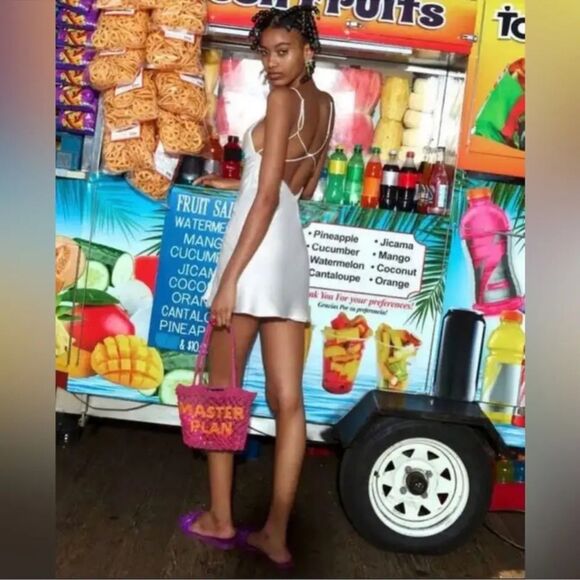 Zara White Satin Cut-Out Mini Dress Blogger Favorite Backless Strappy Slip XXL - Picture 2 of 11